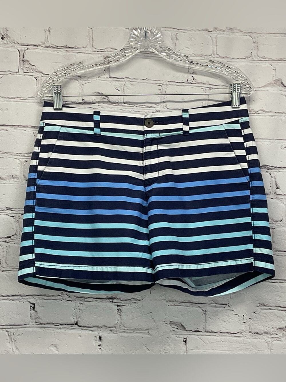 Old Navy Shorts Women's Size 4 Blue Ombre Stripped Cotton Summer Beach Vacation